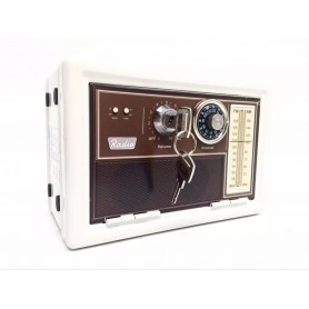 Caja Fuerte Alcancia Metal Vintage Retro Radio Con 2 Llaves