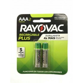 Pila Aaa Recargable Rayovac 750Mah X2 Precargadas