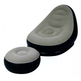 Sillon Gamer Inflable Con Apoya Pies Gamuzado