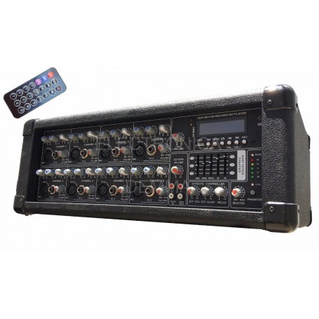 CONSOLA POTENCIADA MIXER 8 CANALES SANRAI JMP-8150 USB CONTROL REMOTO