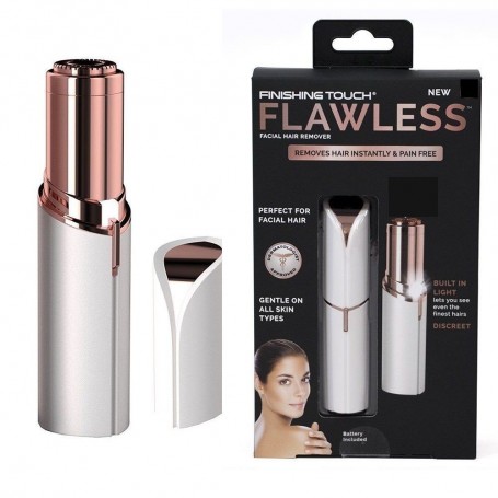 DEPILADORA FACIAL FLAWLESS REMOVEDOR DE VELLO CON LUZ PORTATIL PARA VIAJES A PILA
