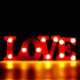 CARTEL LUMINOSO LED DECORATIVA LOVE A PILA COLOR ROJA VELADOR