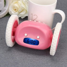 RELOJ DESPERTADOR ALARMA MOVIL CON RUEDAS IDEAL PARA NIOS CLOCK ANTISUEO