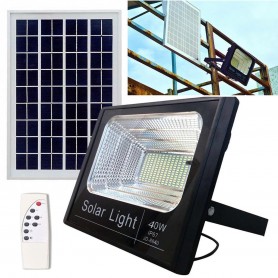 Reflector Led Recargable 40W Con Panel Solar Y Control Remoto