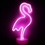 CARTEL LED FLAMENCO LUMINOSO LED NEON DECORATIVA A PILA O USB VERDE VELADOR