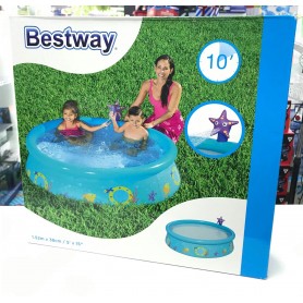 Pileta Redonda Infantil Peces Mar Con Lanza Agua 1,52M X 38Cm Bestway