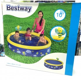 Pileta Redonda Infantil Abejitas Con Lanza Agua 1,52M X 38Cm Bestway