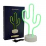 CARTEL LED CACTUS LUMINOSO LED NEON DECORATIVA A PILA O USB VERDE VELADOR
