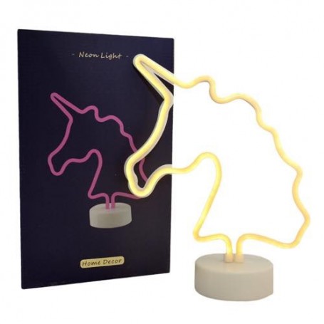 CARTEL LED UNICORNIO LUMINOSO LED NEON DECORATIVA A PILA O USB VERDE VELADOR