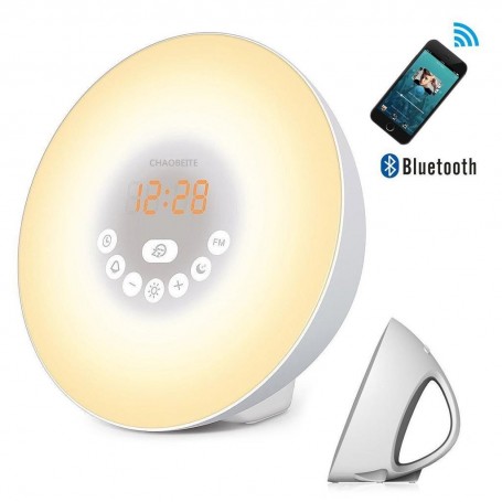 RADIO RELOJ TOUCH BLUETOOTH CON LUZ LED Y RADIO FM ALARMA Y LUZ CON TEMPORIZADOR