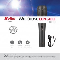 Microfono Con Cable Kolke Kpi-270 Karaoke Canon 3Mts 6.5Mm Profesional