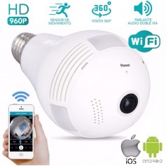 CAMARA IP WIFI LED FOCO LAMPARA HD 360 GRADOS OJO PEZ ESPIA GRABA SOPORTA MICRO SD Espia Graba