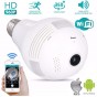 CAMARA IP WIFI LED FOCO LAMPARA HD 360 GRADOS OJO PEZ ESPIA GRABA SOPORTA MICRO SD Espia Graba