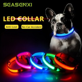 Collar Led De Perro Mediano Nylon Recargable Con Usb Daza