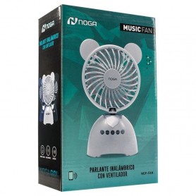 VENTILADOR CON PARLANTE BLUETOOTH MUSIC FAN NOGA RADIO FM 3W BATERIA RECARGABLE 1200MAH