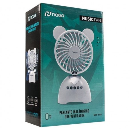 VENTILADOR CON PARLANTE BLUETOOTH MUSIC FAN NOGA RADIO FM 3W BATERIA RECARGABLE 1200MAH