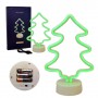 CARTEL LED ARBOL LUMINOSO LED NEON DECORATIVA A PILA O USB VERDE VELADOR