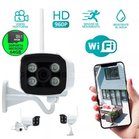 CAMARA SEGURIDAD INALAMBRICA IP WIFI ST960 SD EXTERIOIR P2P MICRO SD INFRAROJA