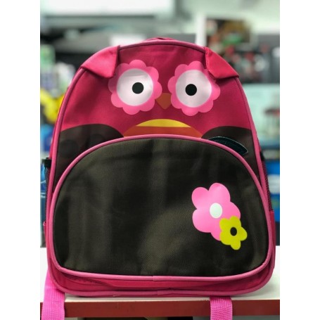 MOCHILA ESCOLAR CHICA INFANTIL ANIMALES LECHUZA ROSA CON FLORES