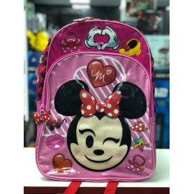 Mochila Escolar Mediana Infantil Minnie Mouse Rosa Brillante