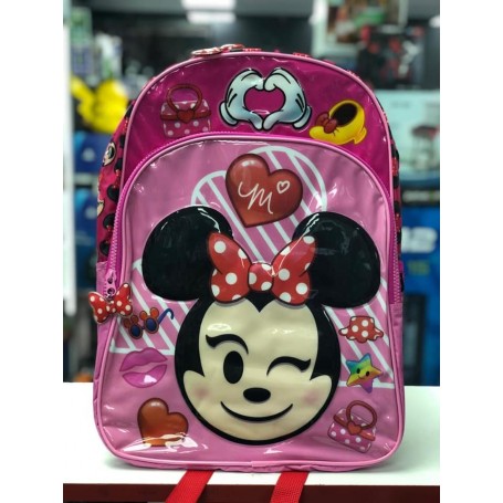 MOCHILA ESCOLAR MEDIANA INFANTIL MINNIE MOUSE ROSA BRILLANTE