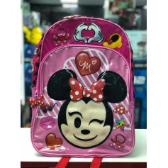 MOCHILA ESCOLAR MEDIANA INFANTIL MINNIE MOUSE ROSA BRILLANTE