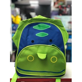 Mochila Escolar Chica Infantil Animales Dinosaurio Azul Y Verde