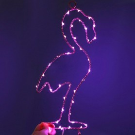 VELADOR LED CISNE ALAMBRE ROSA A PILA ILUMINACION DECORACION