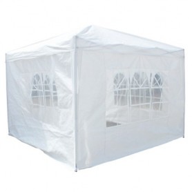 Gazebo 3X3 Metros Plegable Autoarmable Laterales Reforzado Exterior Jardin Playa Blanco St-Ga3