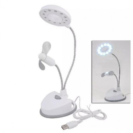 VELADOR DE ESCRITORIO BLANCA LED CON VENTILADOR LAMPARA DE MESA CON BRAZO FLEXIBLE