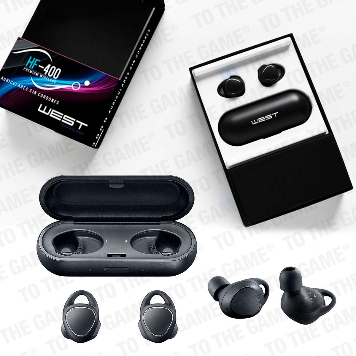 Auricular Inalambricos West Premium Con Caja De Carga Hf 400 Negro Sin Cables