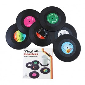 POSA VASOS DISCOS DE VINILO RETRO 6 UNIDADES PLASTICO VINYL COASTERS