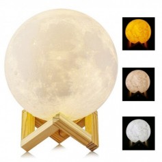 LAMPARA LUNA LLENA 3D LIGHT MOON RGB 3 COLORES