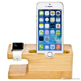 Estacion Cargadora Dock Madera Bambu Apple Watch Iphone