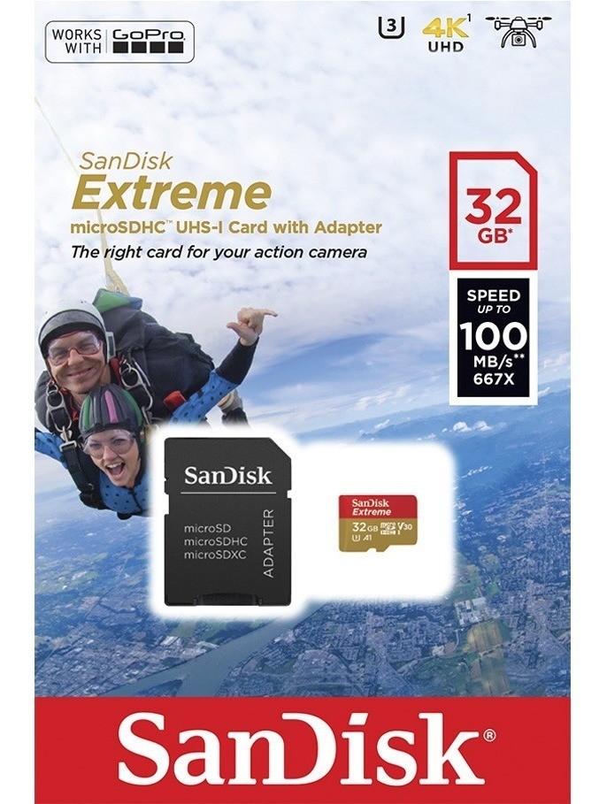 SanDisk Extreme microSDHC UHS-I U3 V30 32 GB + adaptador SD