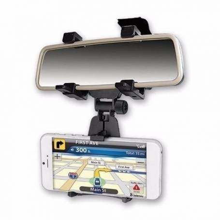 SOPORTE UNIVERSAL ESPEJO RETROVISOR HOLDER CELULAR GPS ANTI GOLPES Y VIBRACIONES KANJI KJ-SOPR001