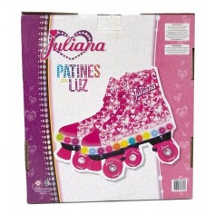 PATINES ROLLERS JULIANA CON LUZ LED ARTISTICOS ROSA CON CORAZONES