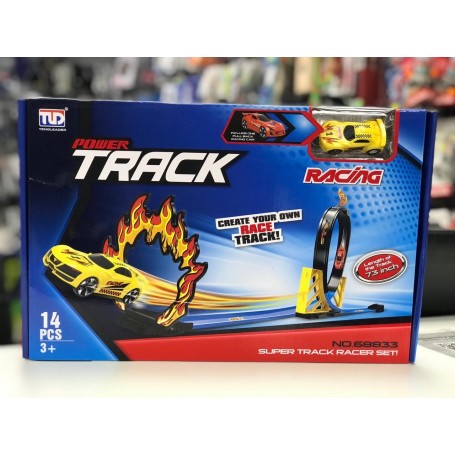 PISTA DE AUTOS TRACK POWER RACING 14 PIEZAS 154CM GIRO 360°