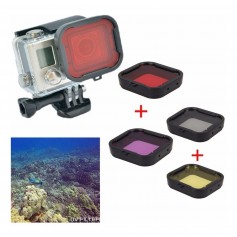 Kit 4 Filtros Lentes Buceo Para Gopro Hero 4 3+ 3