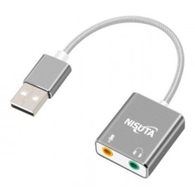 PLACA DE SONIDO USB NISUTA 7.1 AUDIO EXTERNAL SOUND CARD MICROFONO PARLANTE