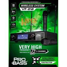 MICROFONO INALAMBRICO PROFESIONAL CON DISPLAY DOBLE PRO BASS VF212