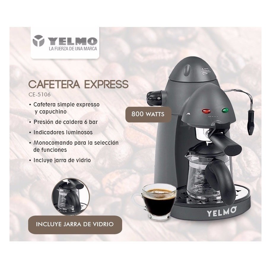 Cafetera Express Yelmo 800W Capuccino Vapor Ce-5106