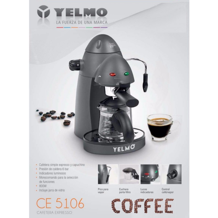Cafetera Express Yelmo 800W Capuccino Vapor Ce-5106