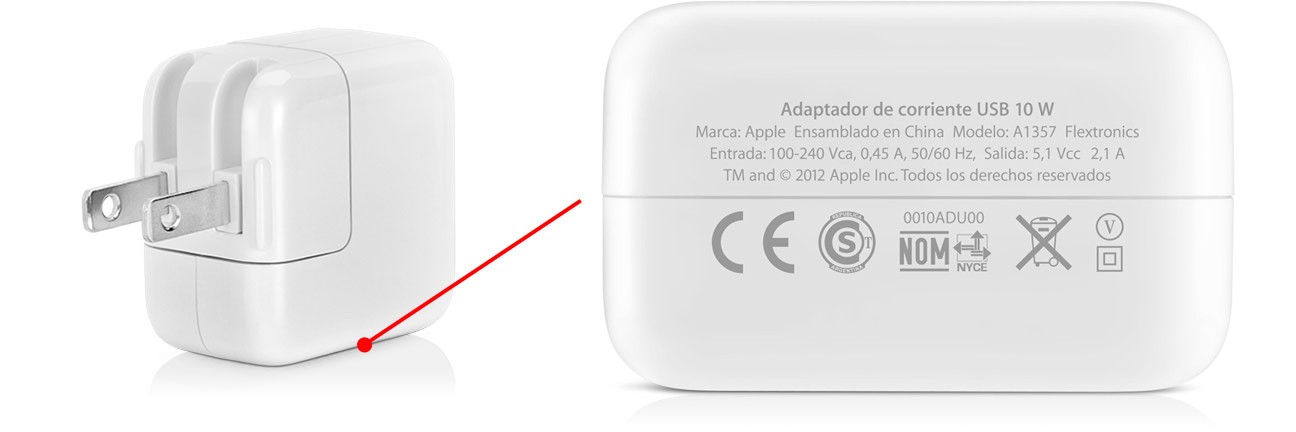 Cargador Ipad Original 12W Apple Usb Power Adapter Md836Ll/A