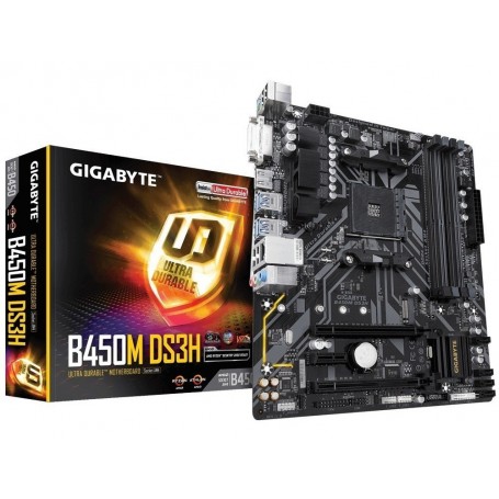 MOTHER GIGABYTE AMD GA-B450M DS3H SOCKET AM4 RYZEN DDR4 DVI-D HDMI USB 3.1