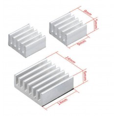 DISIPADORES ALUMINIO KIT X3 14X14 9X9 ARDUINO RASPBERRY