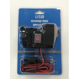 CARGADOR TOMA 12V USB X2 GPS CELULAR SOPORTE CAÑO MOTO SIES HBX4