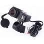 CARGADOR TOMA 12V USB X2 GPS CELULAR SOPORTE CAÑO MOTO SIES HBX4