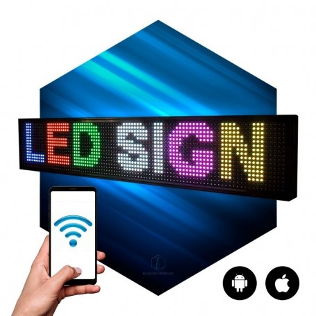 CARTEL PROGRAMABLE RGB LEDS CON WIFI VERDE ROJO AZUL 1MX20CM VIR-1528