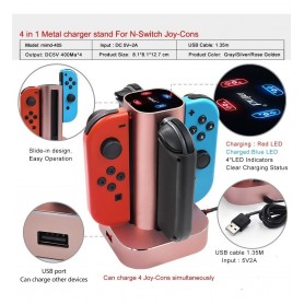 Base Cargadora Joycon Nintendo Switch 4 Joycon 4 En 1 Aluminium Alloy Charger Stand Mimd